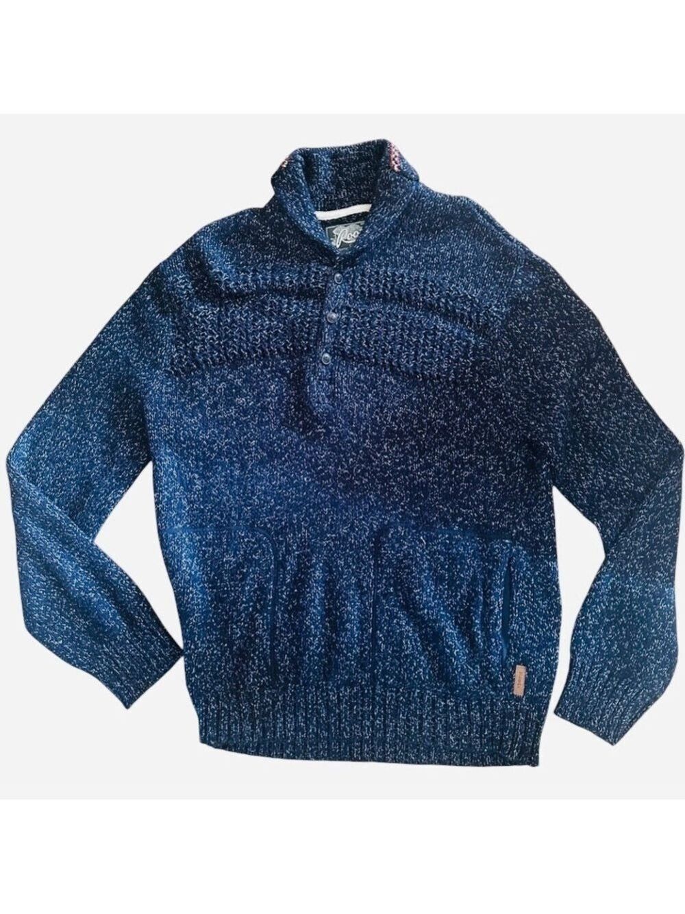 ROOTS OVERSIZED  SHAWL COLLAR  KNIT SWEATER WITH  1/4 BUTTON FRONT MENS SZ XL